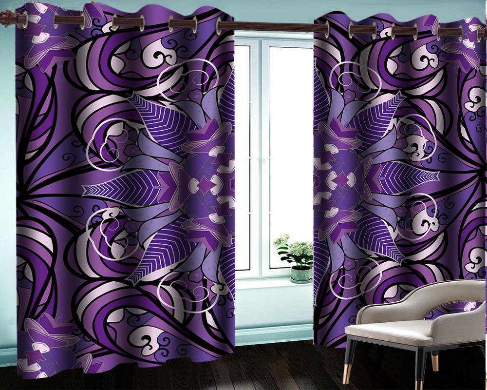 

Noble and Elegant Purple Curtain Beautiful Cartoon Curtains HD Digital Printing Interior Decoration 3d Blackout Curtains, As pic