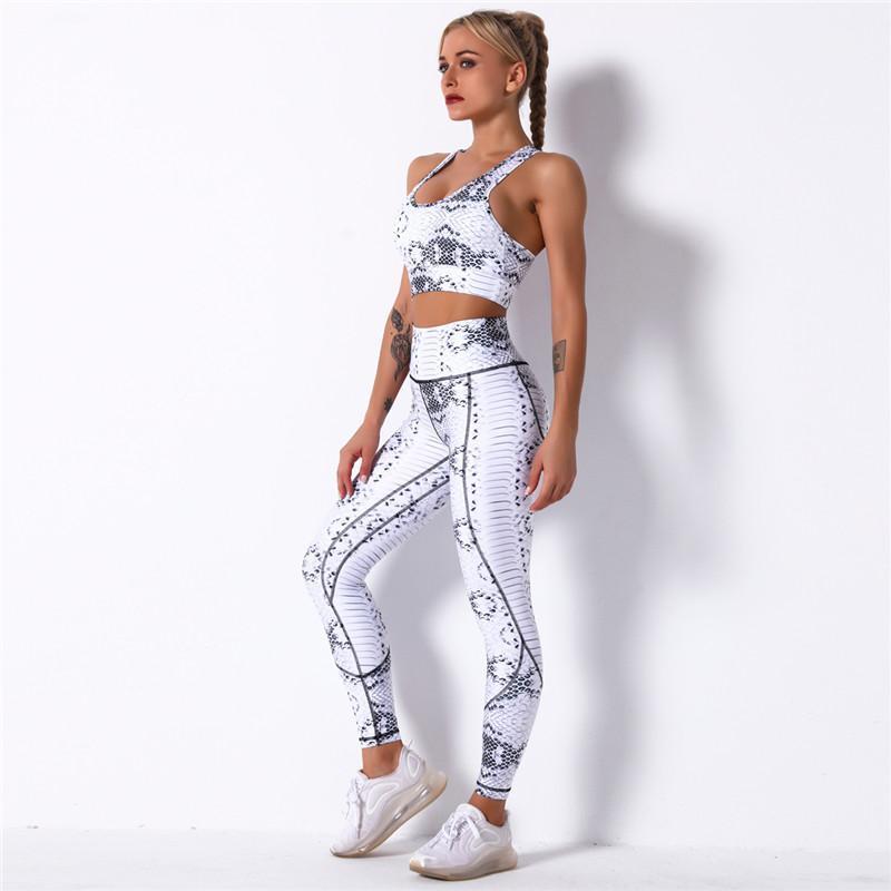 

2 Piece Snake Printing Yoga Set Women Beauty Back Bra Sportwear Gym Clothing Fitness Leggings Workout Sports Suit With Pockets1