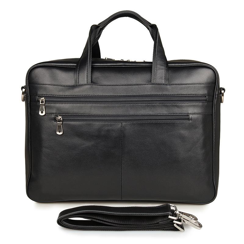 

Men's Genuine Leather Briefcase 16" Big Black Real Leather Laptop Tote Bag Cow Business Bag Double Layer Messenger