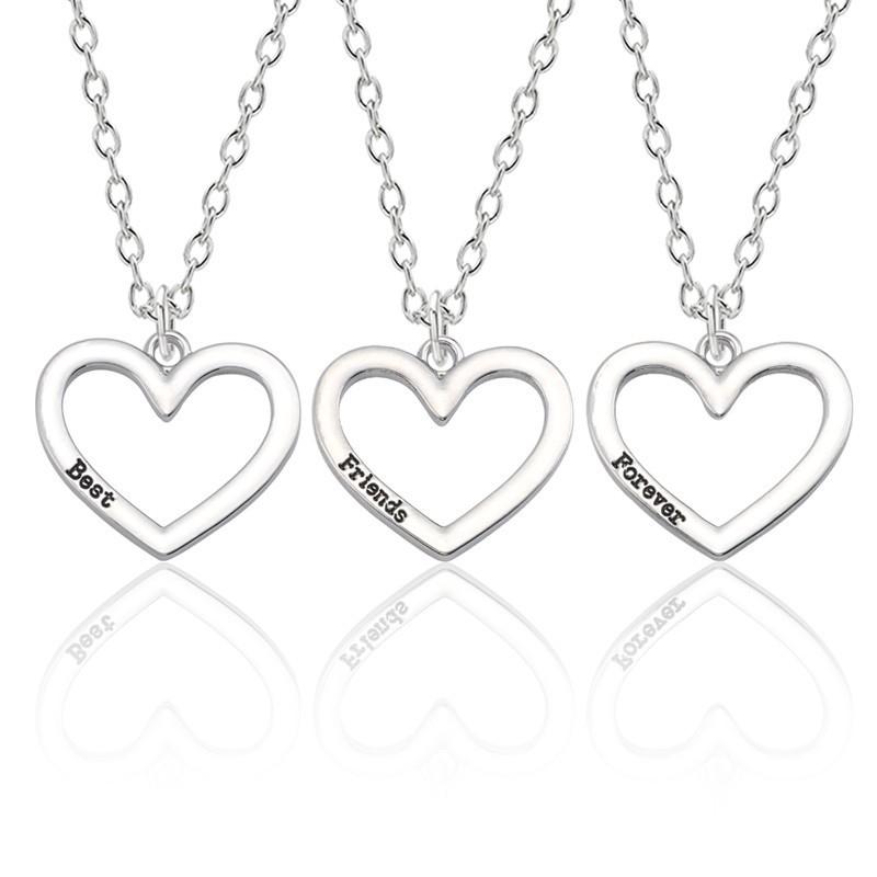 

3Pcs Best Friends Forever Necklace Women 3 Hollow Heart Necklaces Pendant BFF Friendship Jewelry For Christmas Gift Colar