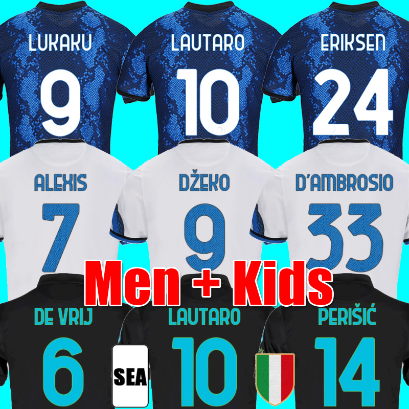 

2021 2022 LAUTARO fourth soccer jerseys BARELLA DE VRIJ VIDAL DEZKO 21 22 football shirt HAKIMI GAGLIARDINI Men Kids black Kits sets uniforms, 3rd kids