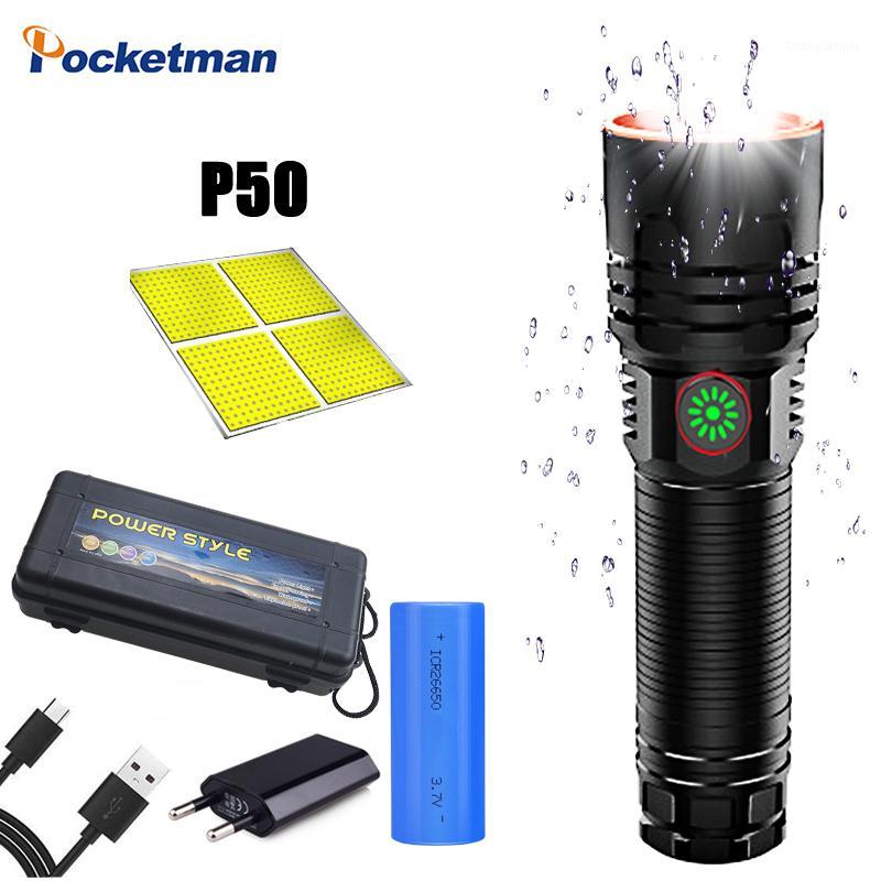 

P50 LED 4-core 4 Models Zoom Support 26650 Battery Torch Waterproof Zoomable Bicycle Light Camping Light1