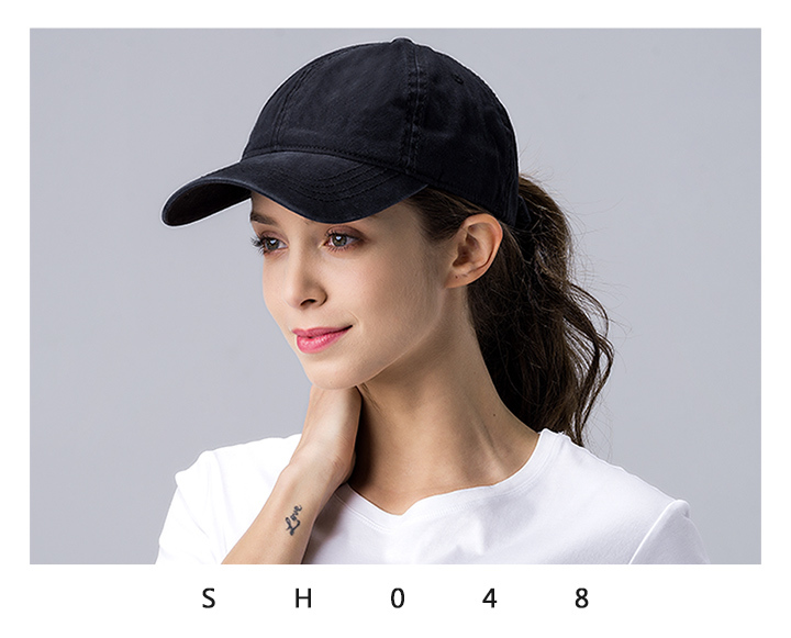 FURTALK Black Ponytail Baseball Cap Women Vintage Washed Cotton