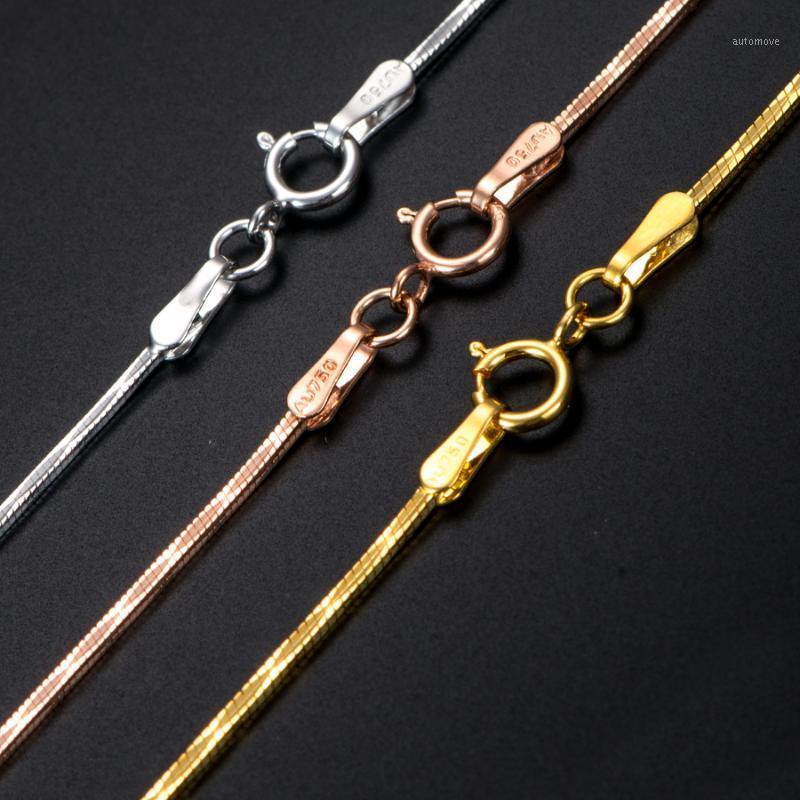

17inch Pure Gold Snake Necklace chain Women AU750 Gold Necklace1