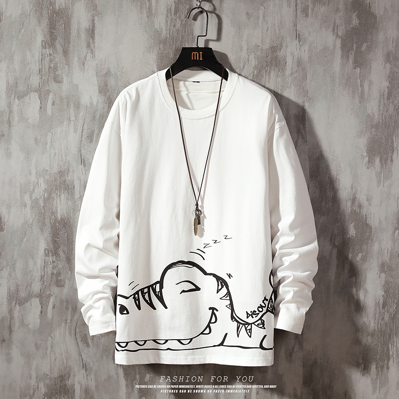 

2021 New Sweatshirt Men Dinosaurs Sweatshirts Mens Cute Print Streetwear Male Korean Funny Clothing Plus Size 9vj5, Black