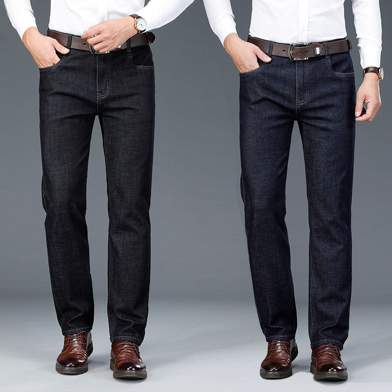 

2021 New Autumn Newly Fashion Men Jeans Black Blue Casual Business Denim Long Pants Homme Elastic Stretch Vintage Designer Smart Trousers Rn