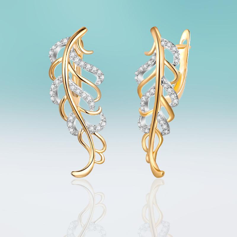 

New Fashion Gold Leaf Shape Earrings Inlay Cubic Zirconia Stud Earrings for Women Jewelry Creative Gifts for Girls Brincos