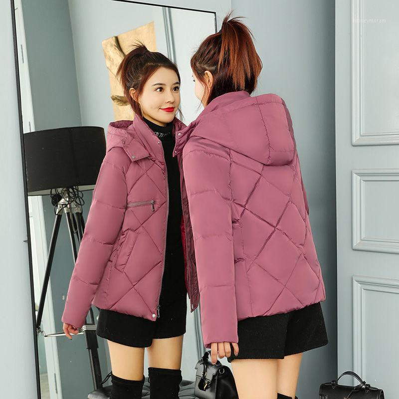 

2020 New Autumn Winter Hooded Women Plus Size Casual Dwon Cotton Padded Jacket Female Coat Fashion Short Mujer Parkas A1061, Light grey