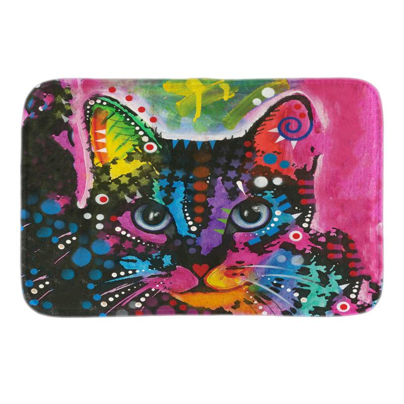 

Fuchsia Carpets Novelty Kitty Design Printed Decorative Indoormat Soft Door Mat Short Plush Bathroom Floor Mats, 16x24 inch (40x60cm)