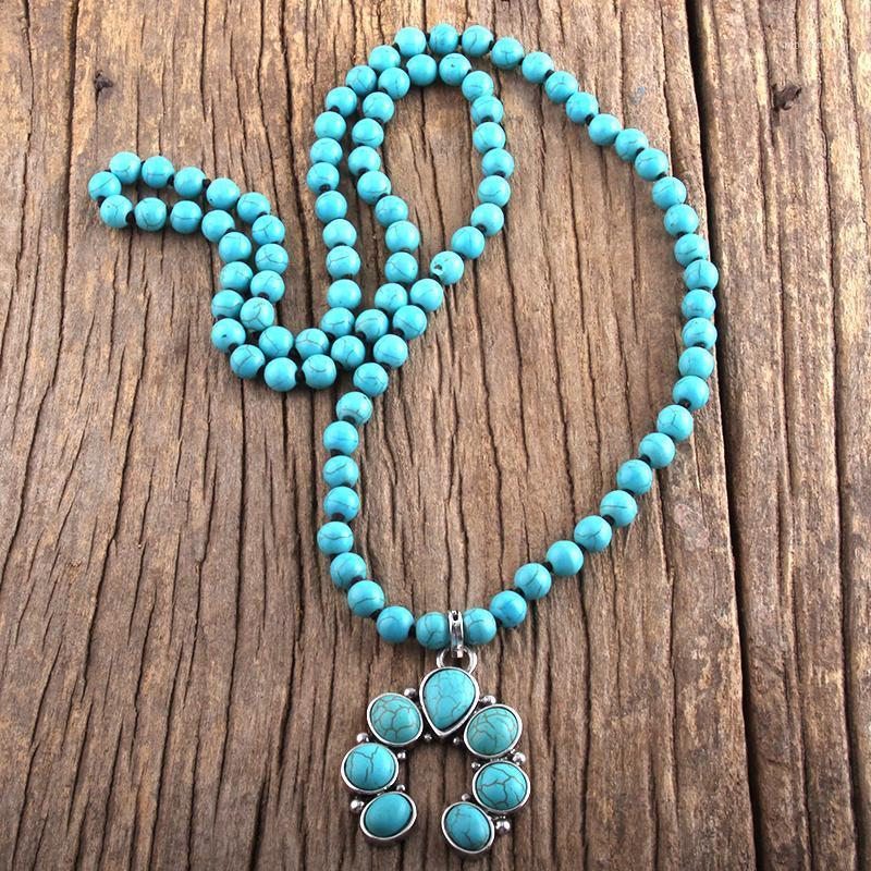 

MD Fashion Bohemian Jewelry Natural Stones Knotted Moon Metal Pendant Stone Boho Necklaces Women Lariat Necklace1