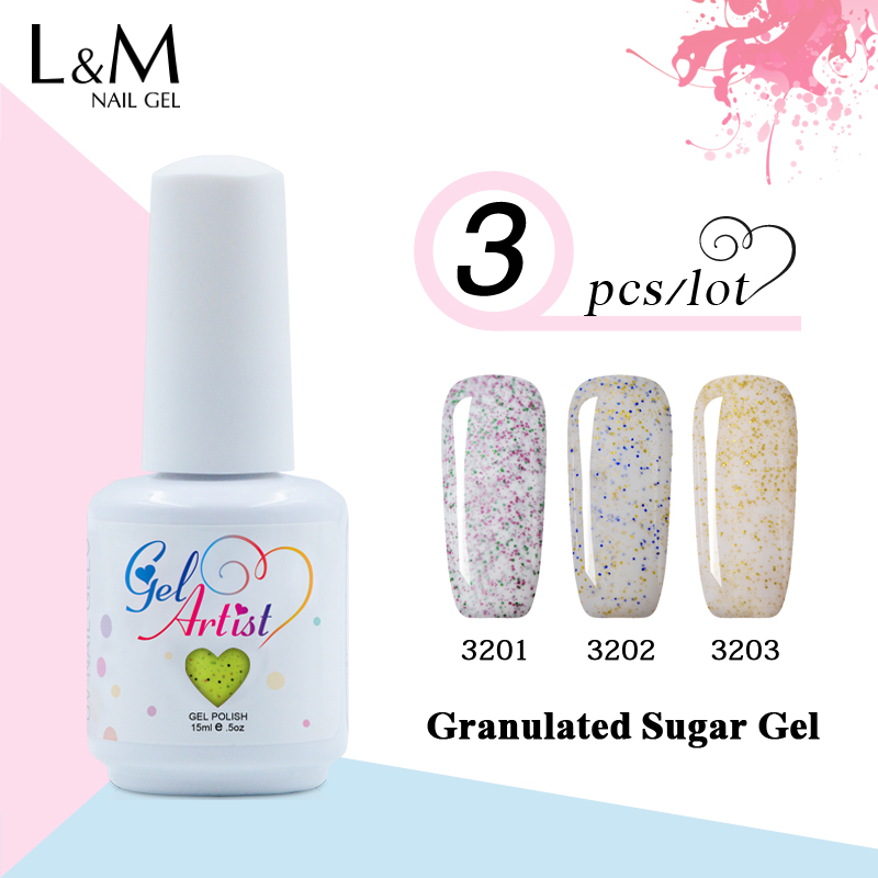 

3 Pcs Gelartist Grand Granulated Sugar Gel Hight Quality Nature Resin Last more than a month Wholesale Hot Sell uv led 24Colors