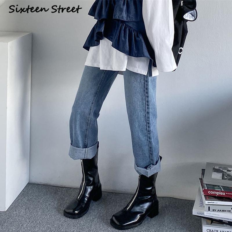 

Streetwear Women Jeans Mom High Waist Female Pants Y2K Aesthetic Style Korean Fashion Vintage Denim Trousers Ladies Button 2021, The cowboy blue
