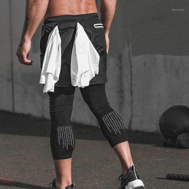 

NEW Men's Running Shorts 2 in 1 Sport leggings Male double-layer Quick Dry Sports men Jogging Gym Shorts with Back Hanging1, Black