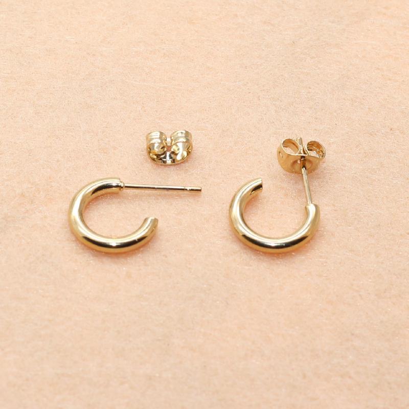 

Stud Titanium 316L Stainless Steel IP Planting Earrings C Shape 10mm Gold Vacuum Plating No Fade Allergy Free Fashion Jewelry1