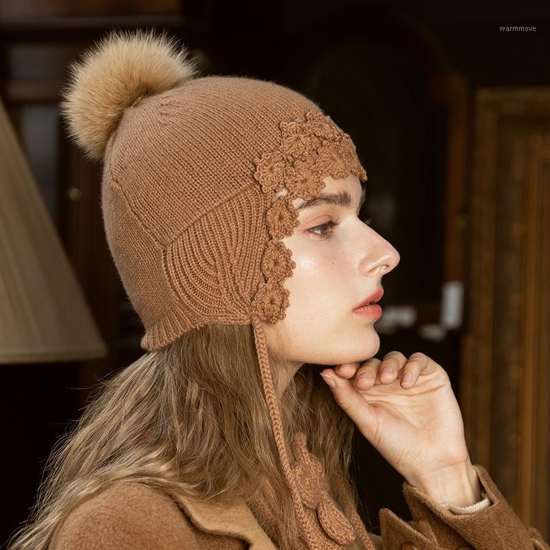 

X033 Adult Knitting Hats Winter Cashmere All-match Knitted Hat Sweet Cute Earmuffs Hat Fashion Warm Woolen Cap For Lady1, Darkgray