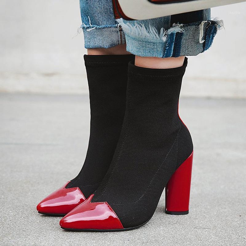 

AIWEIYi Ankle Boots for Woman Pointed toe Round Heel High Heels Motorcycle Boots Zip Platform Shoes Fashion Short Botas1, Black