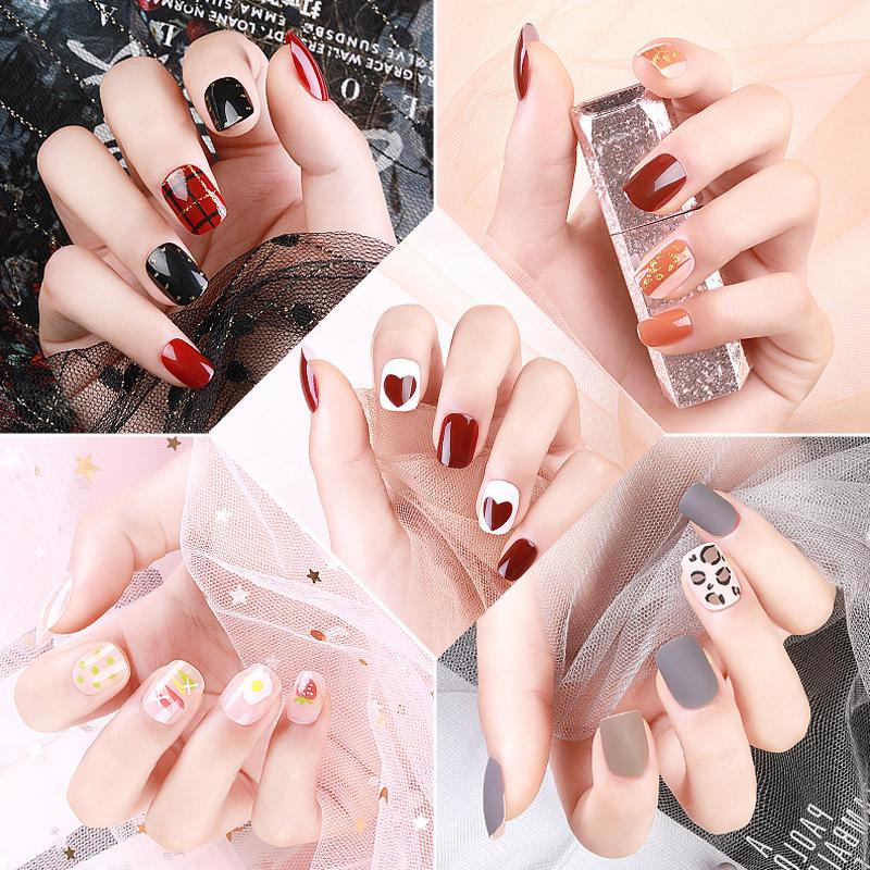 

24Pcs False Nails Decoration Short Nails Art Fake Tips Cover Designed with Box Kit Artificial False Press On Nail Tips, 24pcs color 11