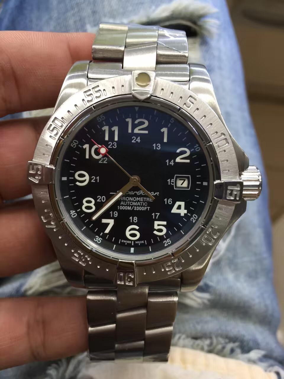 

Top Sale 1884 Automatic Movement Mens Quality Watches Super Ocean Black Dial L316 Stainless Band Mechanical 44mm Wristwatches free shiping, Slivery;brown