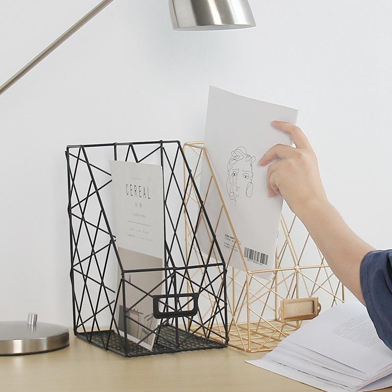 

Book Organizer Metal Book Stand Holder Shelf Bookend Desktop Newspapers Magazine File Storage Box Magazines Holder Home Decor