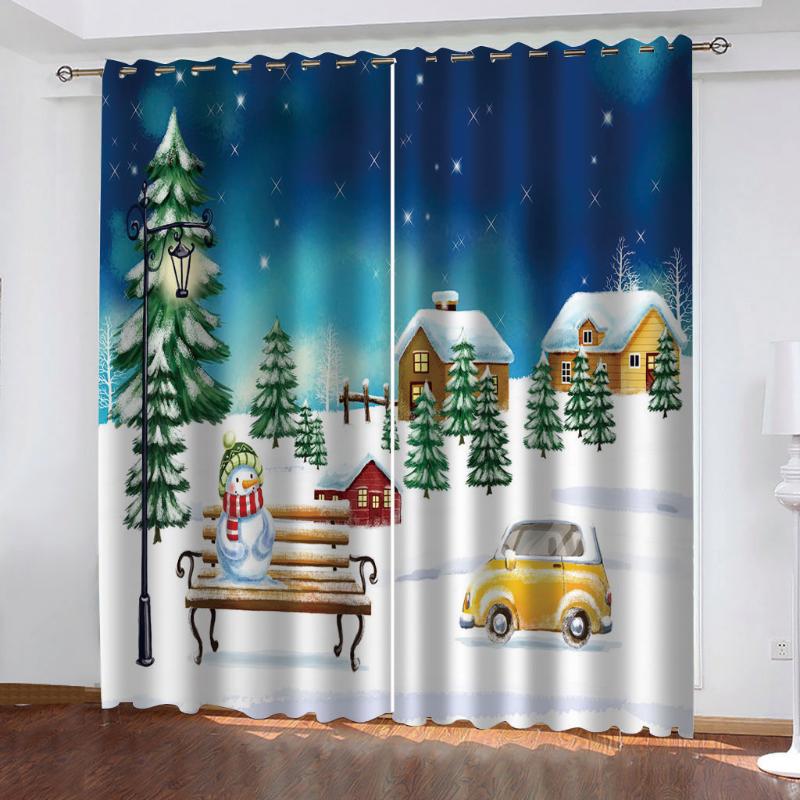 

Luxury Blackout 3D Window Curtains For Living Room Bedroom snow christmas curtains stereoscopic, As pic
