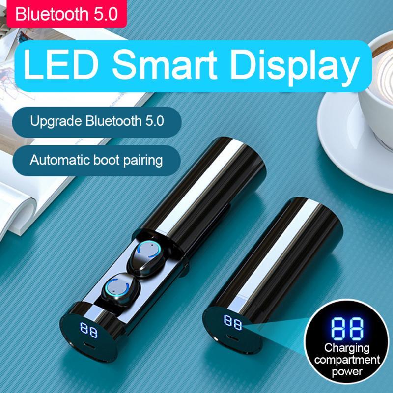 

Bluetooth 5.0 Headset Twins Wireless Headphone TWS Stereo Earphones Universal Portable Music Earbuds Earpiece For Phone, Black