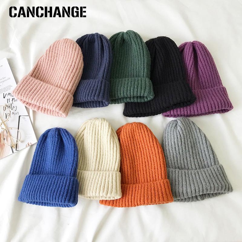 

CANCHANGE Women's Hat Solid Colors Wool Knitted Hat Winter Beanies For Women Girls Fashion Soft Warm Bonnet Unisex Outdoor, Light pink