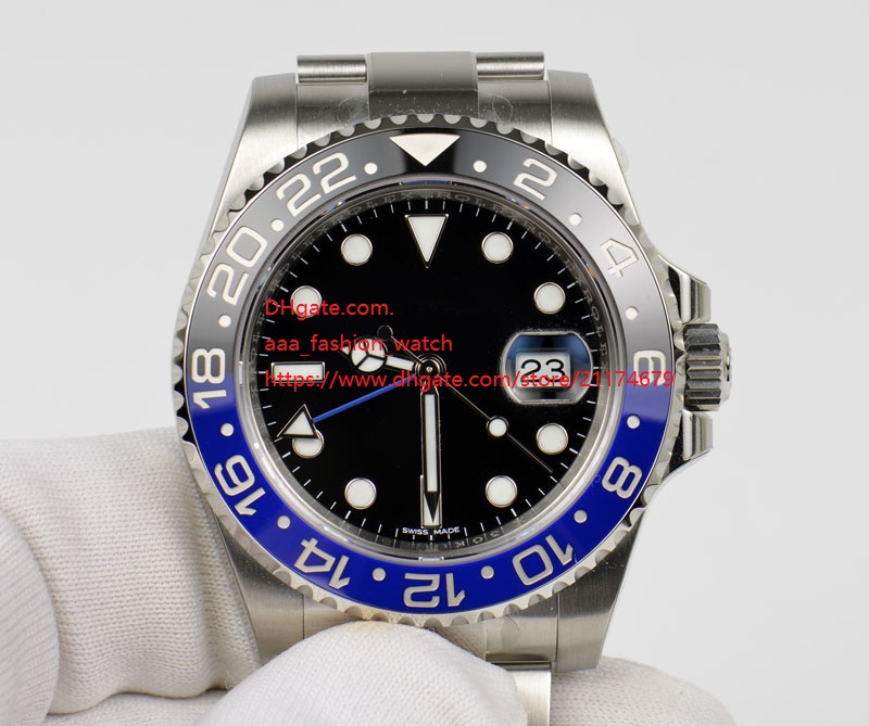 

High Quality Asia 2813 Mechanical Movement Watch Blue Luminescent 40mm GMT Ceramic Bezel 116710 116710blnr Automatic Mens Watches, Black