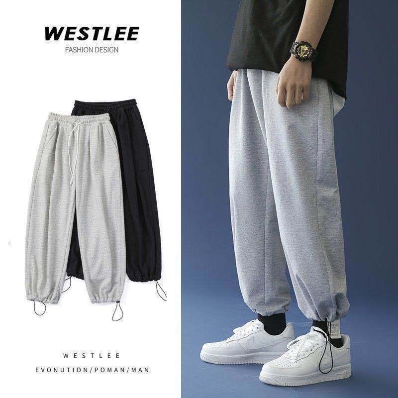 

New style men's autumn and winter Korean fashion loose straight casual pants, Black
