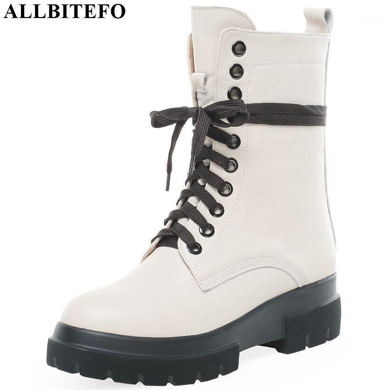 

ALLBITEFO real genuine leather women boots Pure color fashion ankle boots Academic Style comfortable leather Autumn Winter1, Plush inside