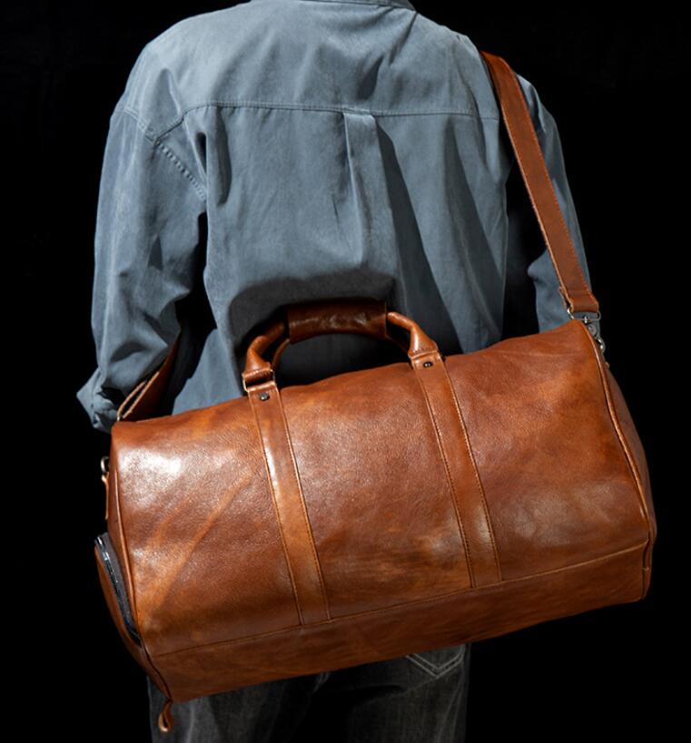 

High-quality high-end leather selling men's women's outdoor bag sports leisure travel handbag