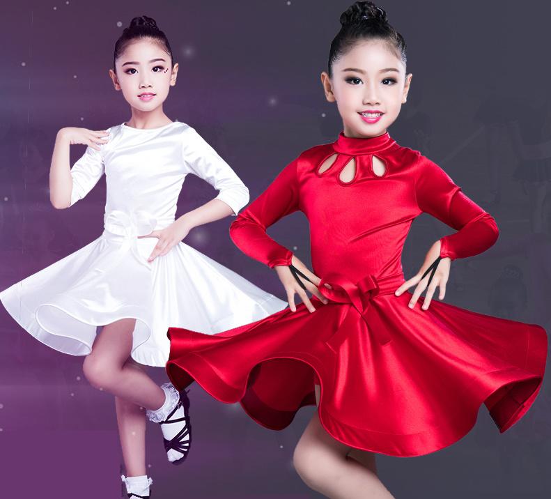 

Kids latin dress girls dance wear Latin Competition Costumes Child Dancing dress wear clothes For Girls dance costumes Red, Beige
