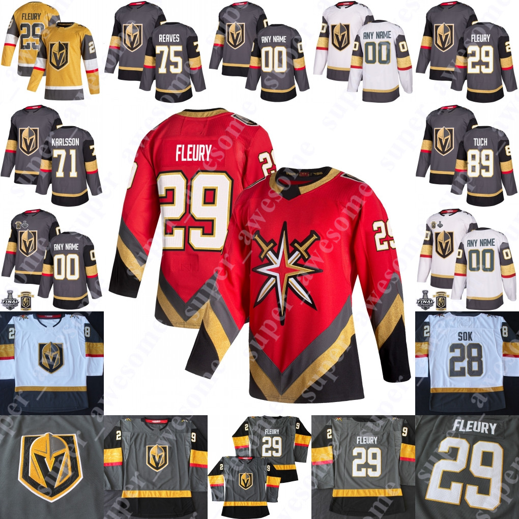 

Hockey Jersey Shea Theodore Robin Lehner Chandler Stephenson William Carrier Alex Tuch Ryan Reaves Tomas Nosek Nick Holden, White-two patches
