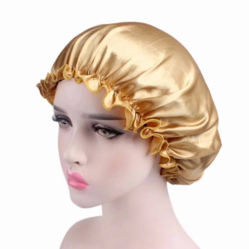 

Extra Large Print Satin Silk Bonnet Sleep Cap with Premium Elastic Band Women Sleep Night Headwrap Hair Loss Cover Accessories