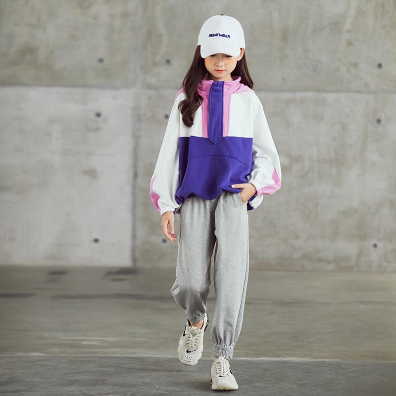 

Spring Kids Girls Sport Suit Loose Hoodie Sweatshirt+pant Jogger Training Running Workout Casual Set Sportswear Tracksuit, Purple