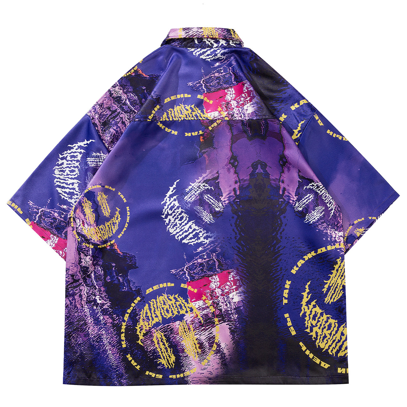 

2021 New Aelfric Eden Sci-fi Style Hip Hop Shirts Men Streetwear Oversized Harajuku Shirt Summer Casual Cotton Loose Short Sleeves Aeyq, Purple