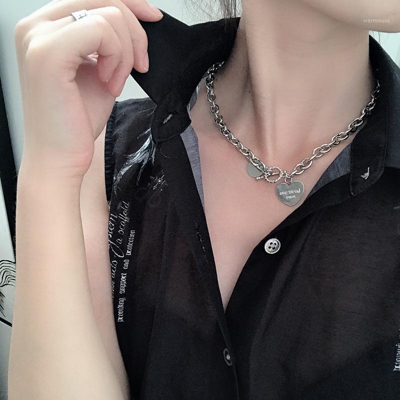 

Fashion love pendant necklace simple summer new necklace letter hiphop collar bone chain Punk Thick chains1