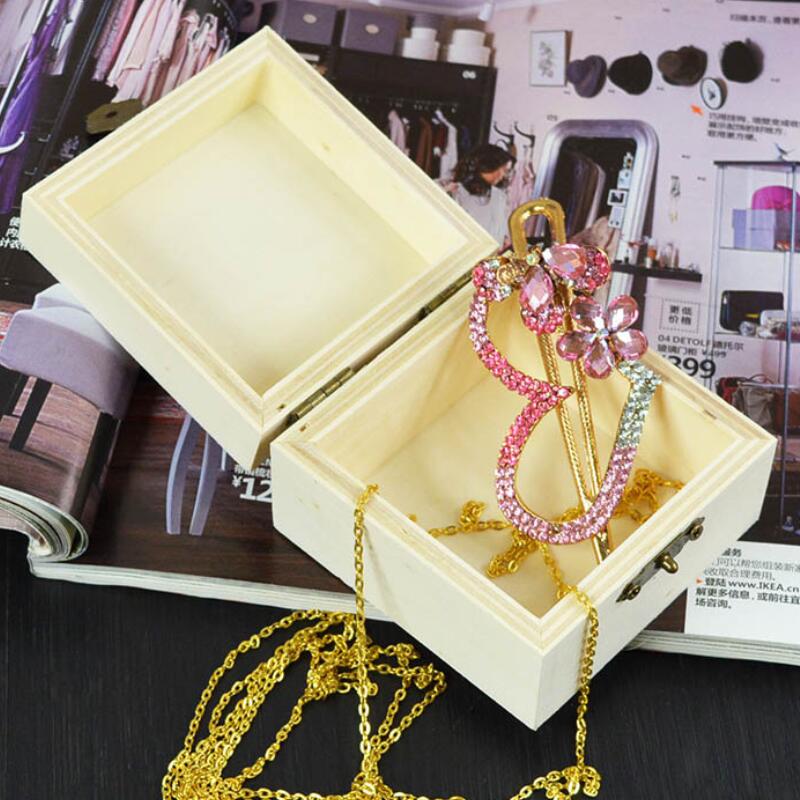 

Wooden Crafts Wood Jewelry Box 8.2cm Square Shape Mud Base Art Decor Children Kid Baby DIY Toys AAD2589, As show