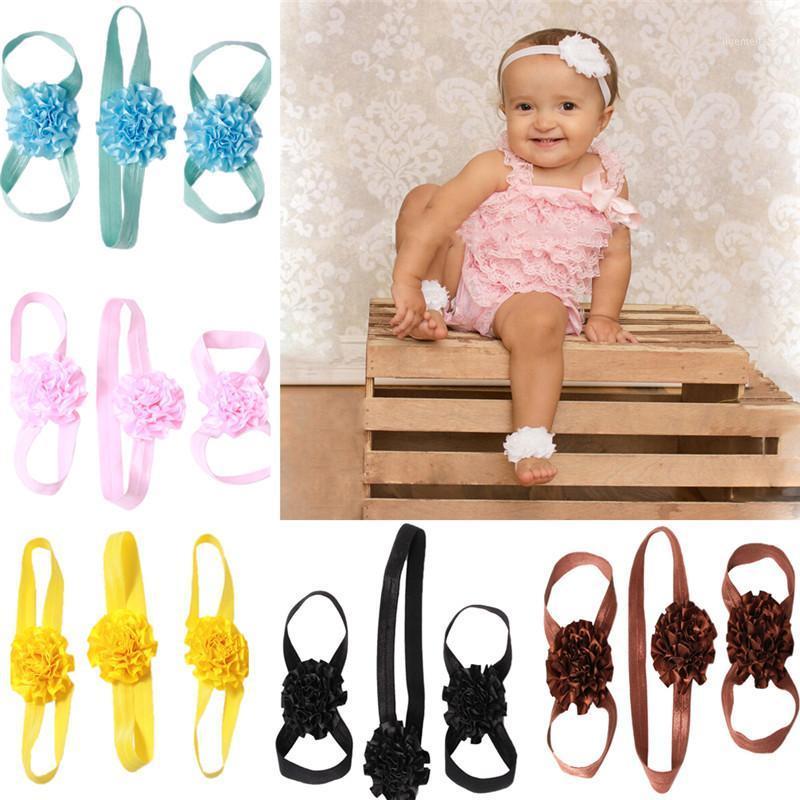 

Baby Girl Flower Headwrap Set European Elastic Floppy Belt Shoe With Headband For Newborn Baby 7 Colors1, White