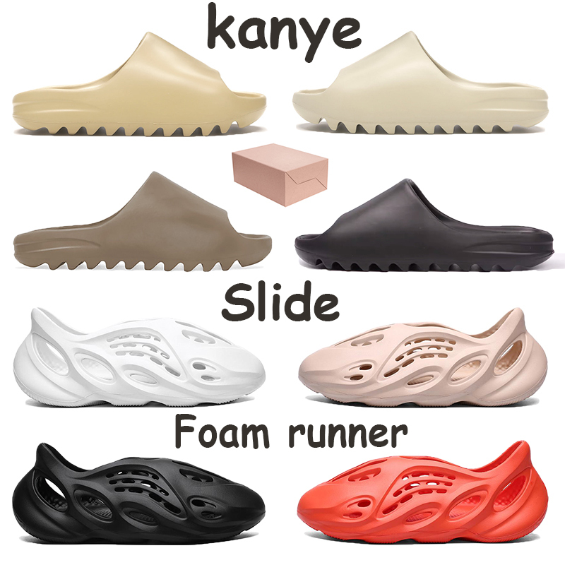 

Top Quality Kanye Slide Men Women Shoes Core Soot Earth Brown Desert Sand Resin Bone Foam Runner Triple Black Red White Sneakers N, 07. triple black