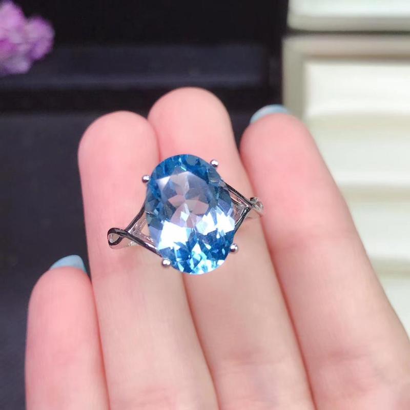 

8 natural topaz ring, large gemstone color, exquisite craftsmanship, 925 silver inlay