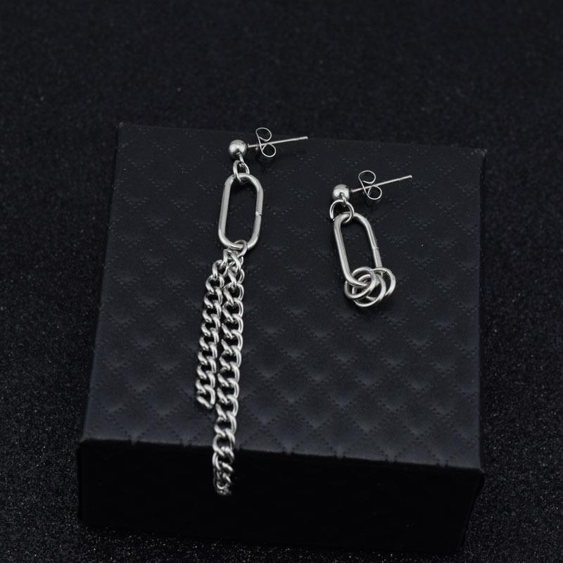 

Hip Hop Rock Asymmetrical U-Shaped Chain Earrings Cold Wind Niche Women Party Contracted Punk Earring Jewelry Gifts