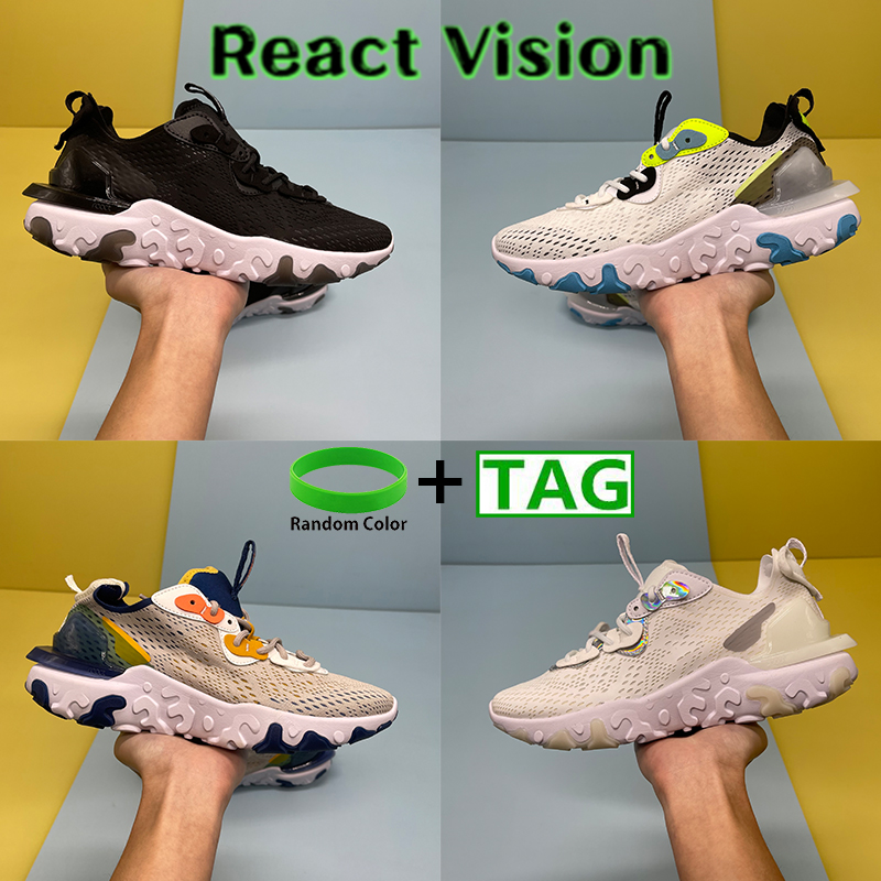 

Top Quality React Vision Running Shoes GS Worldwide Honeycomb Phantom Vast Grey White Iridecent Triple Black Men Women Sneakers Trainers, Bubble wrap packaging