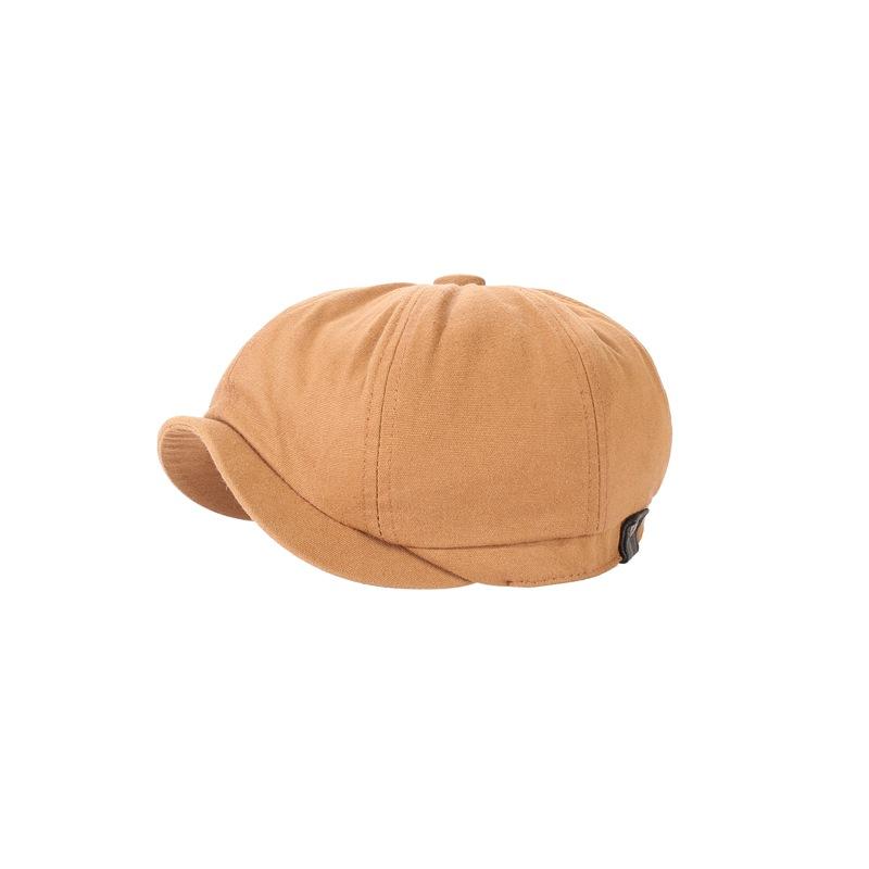 

British Style Newsboy Cap Men Cotton Ascot Cap Beckham Khaki Male Spring Summer Vintage Brand New Octagonal Flat, Beige