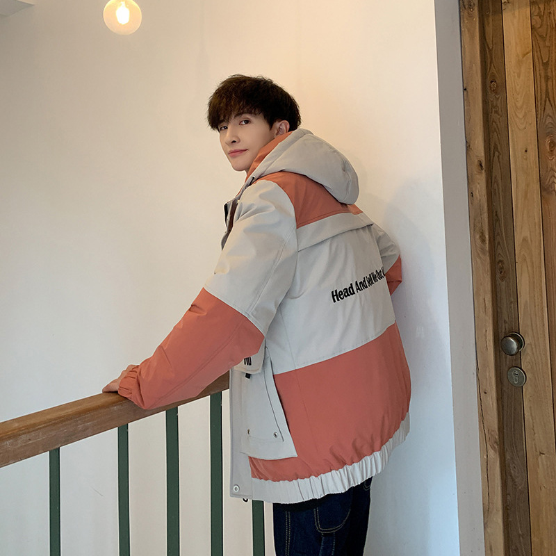 

2021 Clothes D.124men's New Winter Style Ins Trend Hot Male Casual Colors Mixed with Hood Down Jacket Yw1t, Red