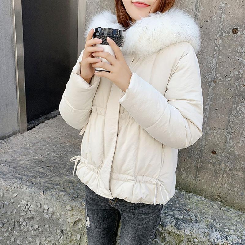 

Women Solid Color Elegant Parkas Loose Trendy Autumn Winter All-match Parkas Hooded Simple Zipper Female 2021, Black