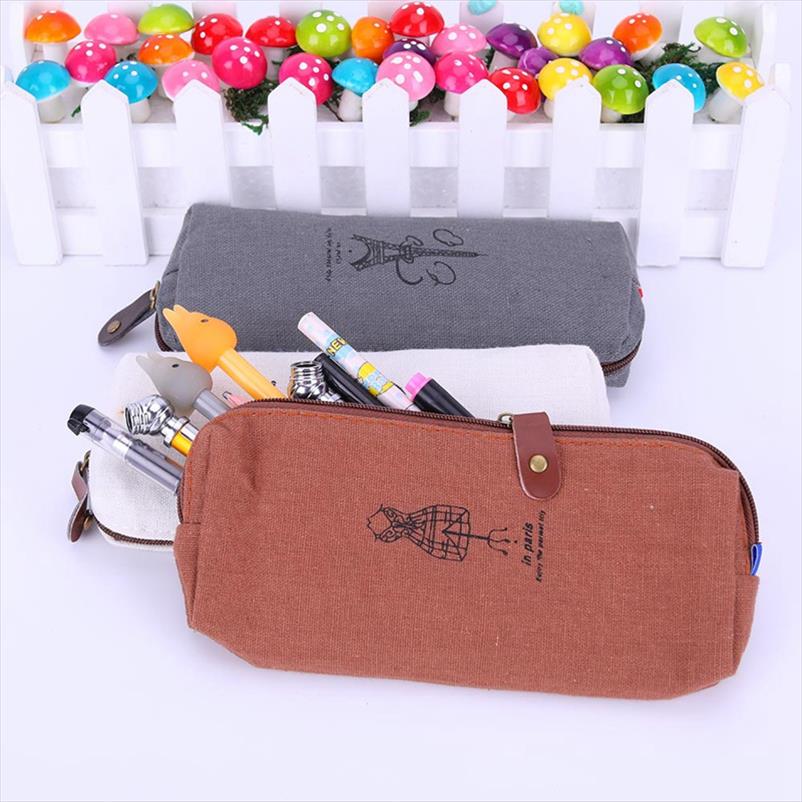 

Zipper Bag Fashion Cute Vintage 1PC Hot Sale Purse Handbags Pen Case Coin Pouch Canvas Paris Pencil Cosmetic Makeup, Bg