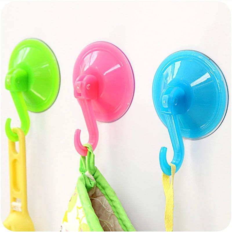 

Home Storage Organization Traceless Vacuum Sucker Hook With Color Sucker Door, Bathroom Towel Hook