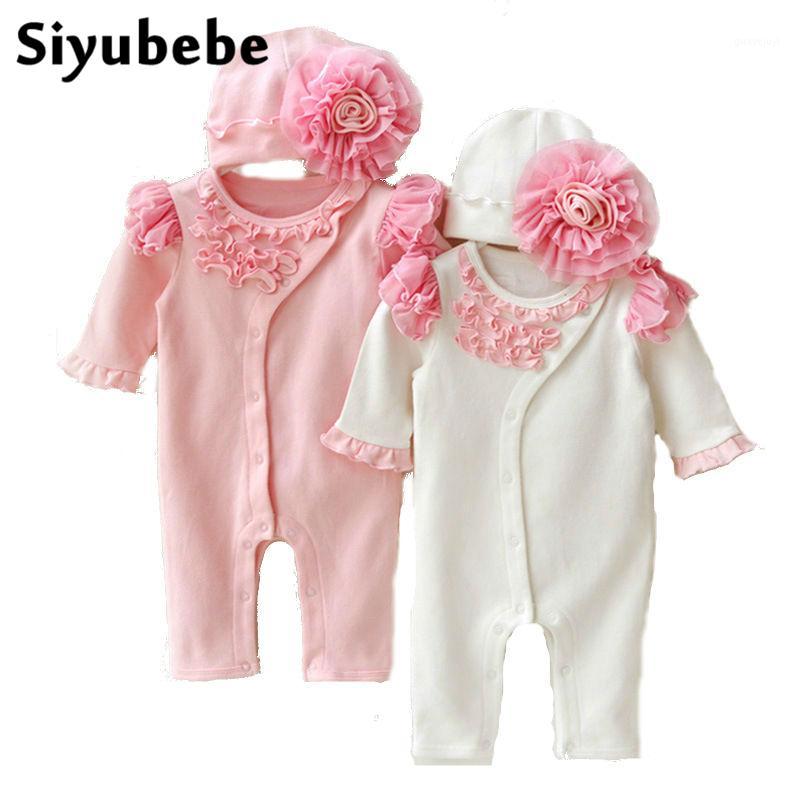 

Baby Clothes Sets Princess Style Formal Dress Infant Ropa Lace Floral Rompers With Hat Cotton Newborn Baby Girl Clothes1, White