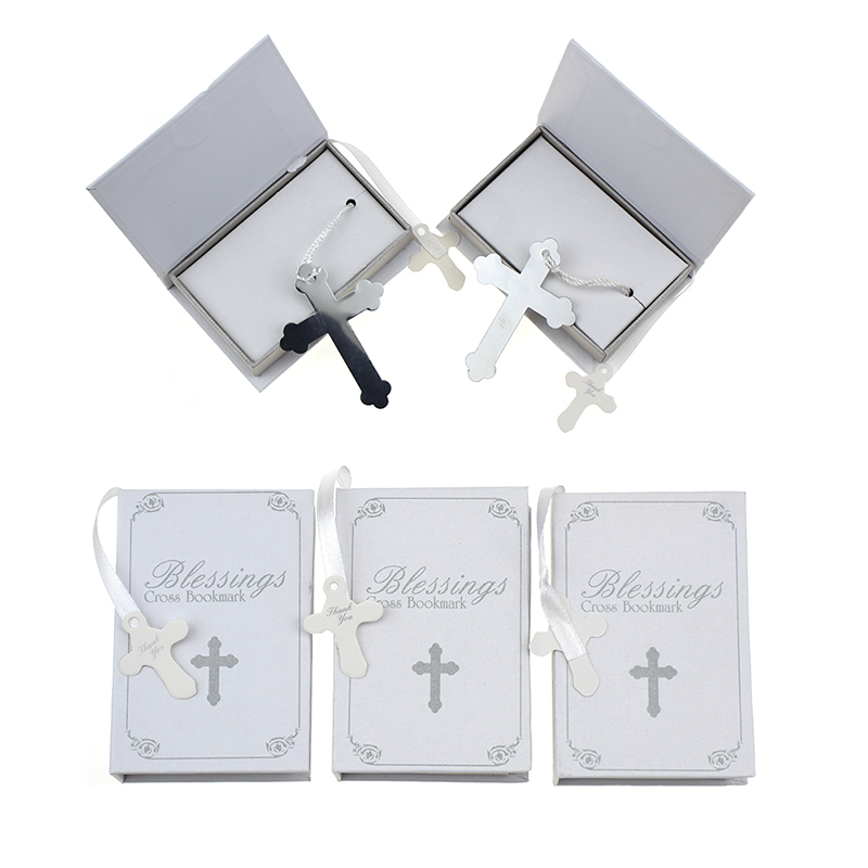 

10 pcs Silver Cross Bookmark in Book Religious Party Giveaway Gift For Guest Boys Girls First Communion Souvenir 1027