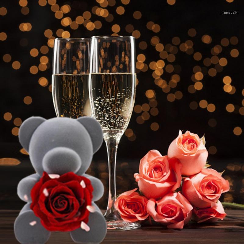 

Lovely Grey Bear Handmade Rose In Box Love Preserved Rose Flower Romantic Artificial Flower For Girlfriend Valentine's Day1